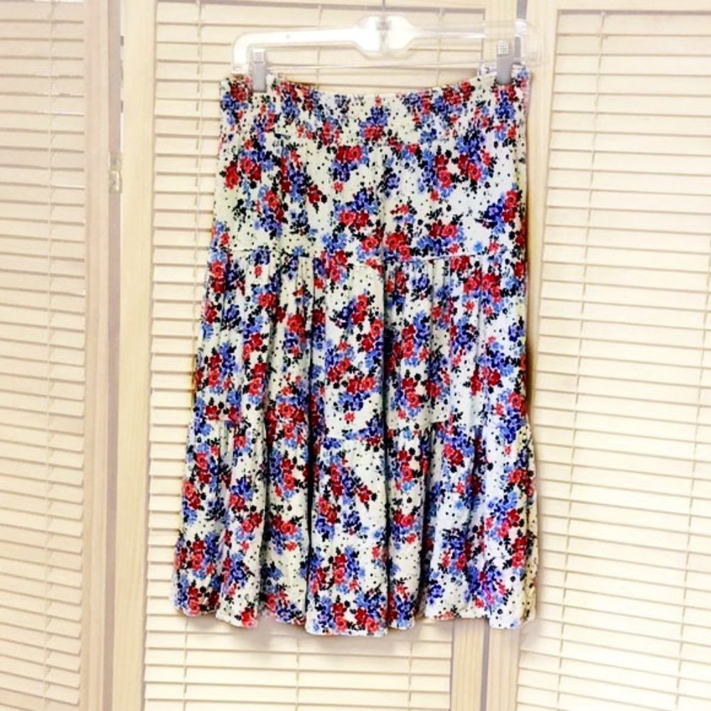🐞 Multi-Colored Floral Elastic Waist Flowing Skirt